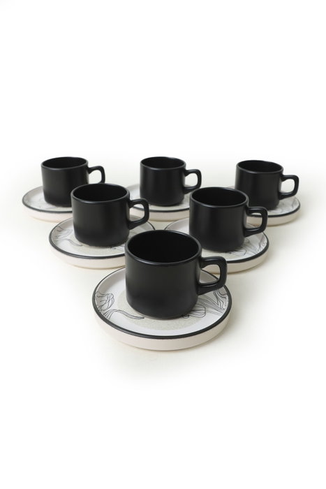 Hermia Juego de tazas de café Blanco y Negro (12 piezas)